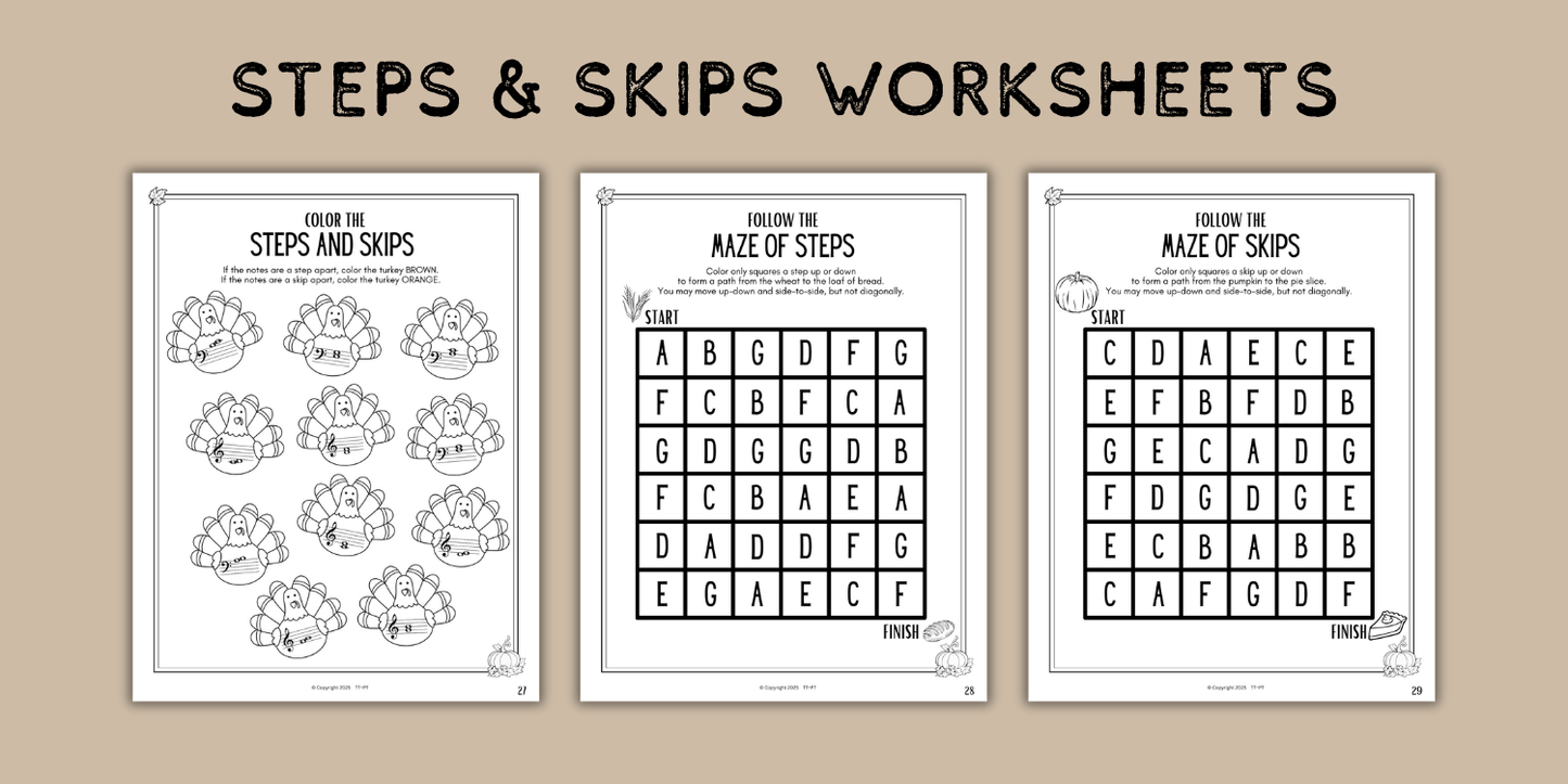 Thanksgiving Music Worksheets