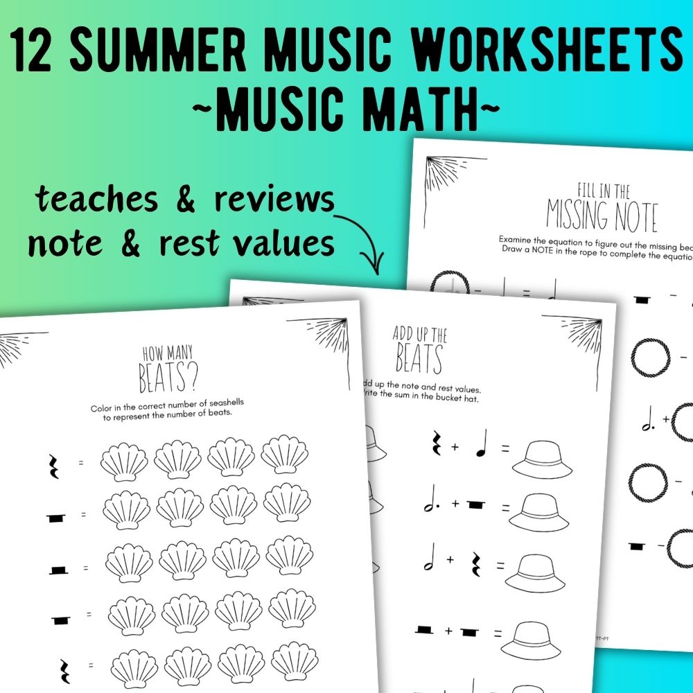 Summer MUSIC MATH Music Worksheets
