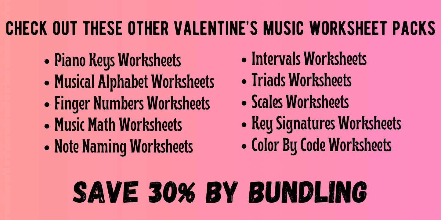 Valentine's Day KEY SIGNATURES Worksheets