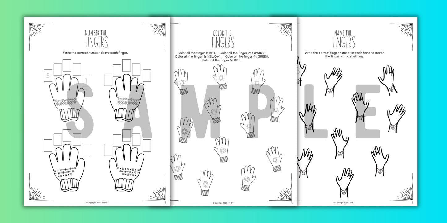 Summer FINGER NUMBERS Music Worksheets