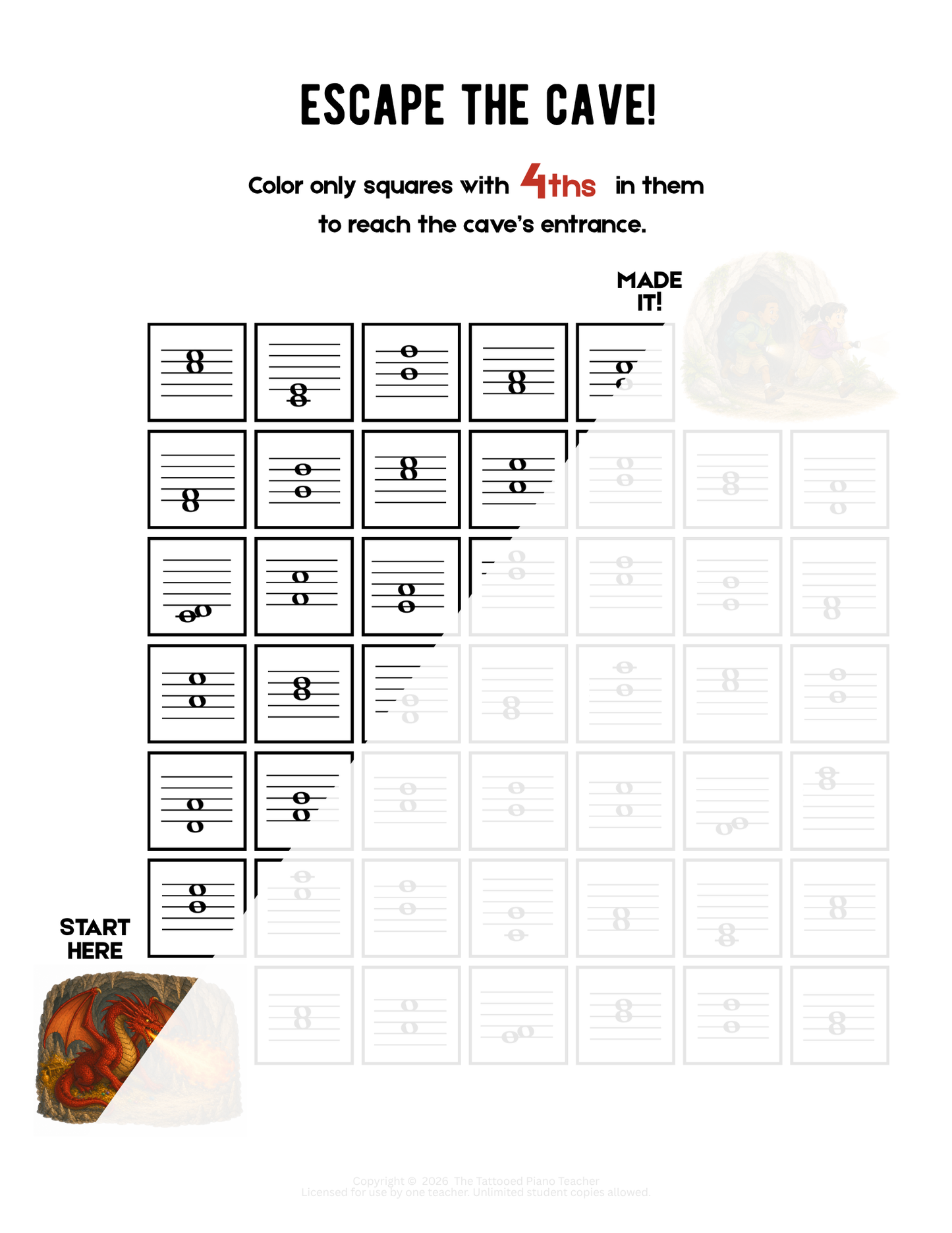 Dragon's Lair - Elementary Fantasy Piano Solo Sheet Music