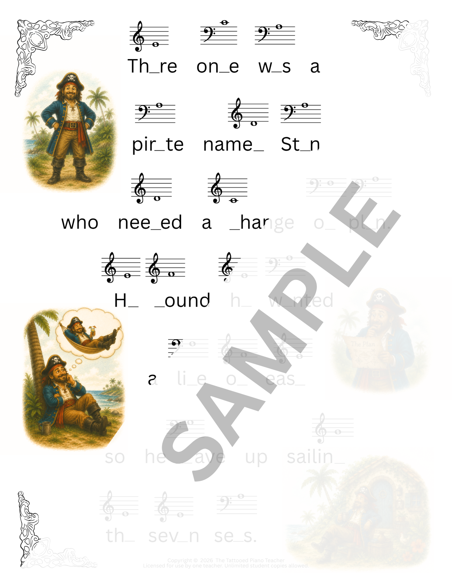 The Tale of Two Pirates - Early Elementary Fantasy Piano Solo Sheet Music