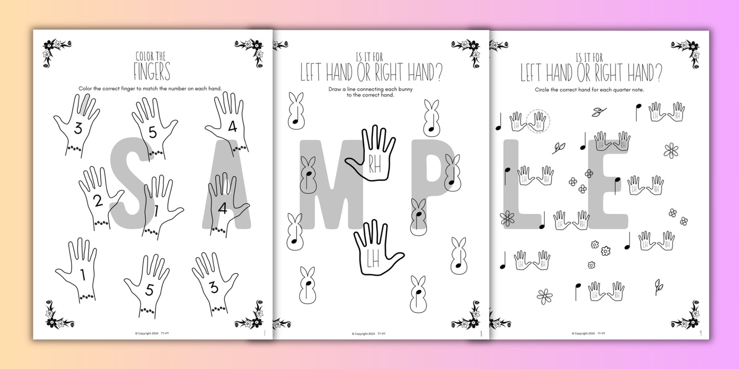 Spring FINGER NUMBERS Music Worksheets