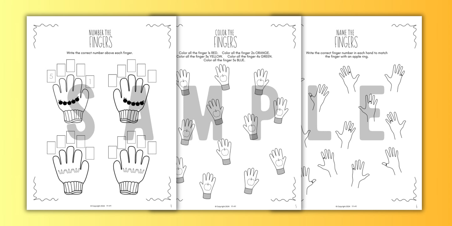 Back to School FINGER NUMBERS Music Worksheets