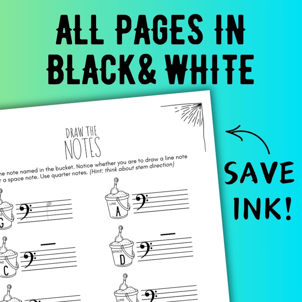 Summer NOTE NAMING Music Worksheets