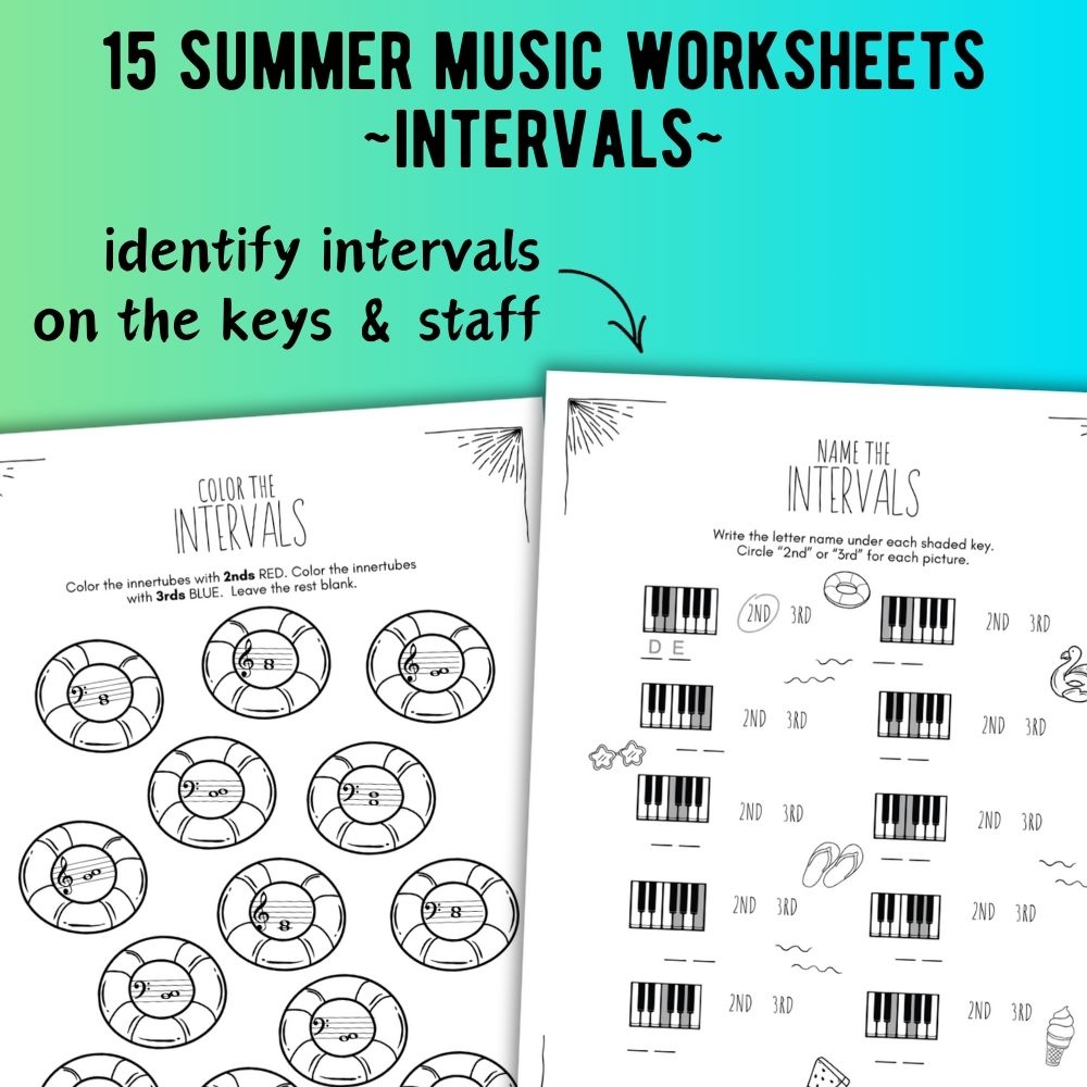 Summer INTERVALS Music Worksheets