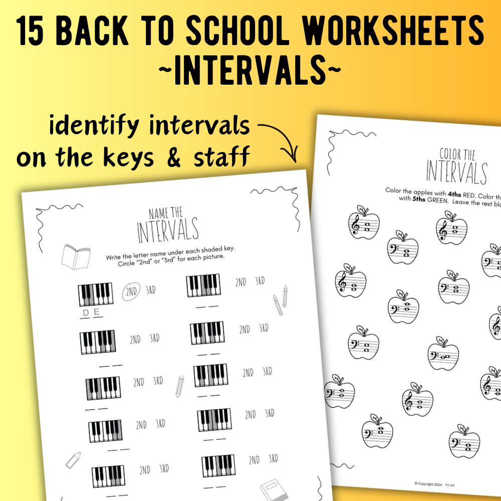 Back to School INTERVALS Music Worksheets