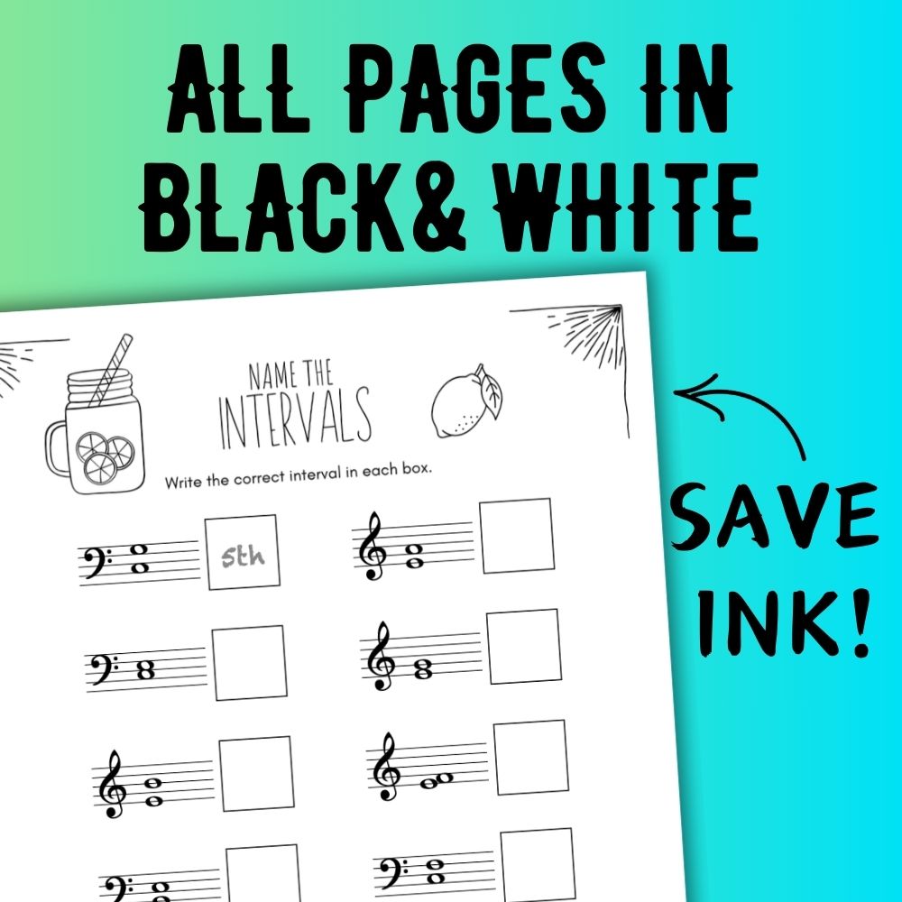Summer INTERVALS Music Worksheets