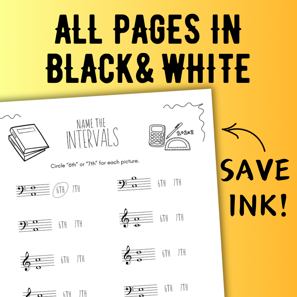 Back to School INTERVALS Music Worksheets