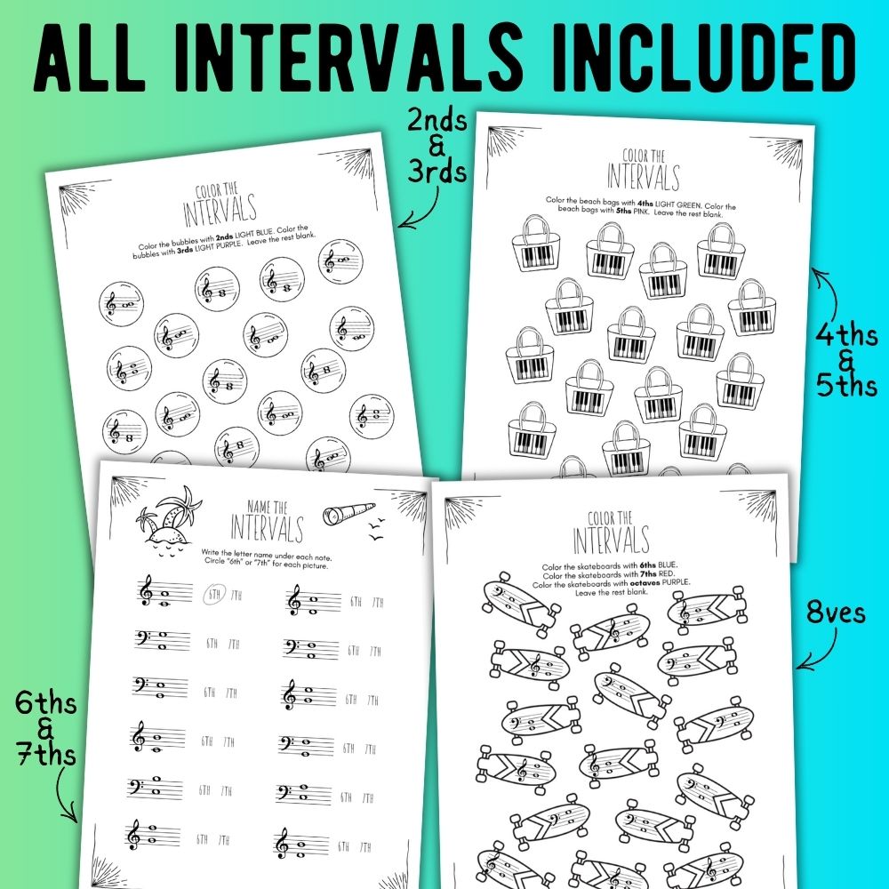 Summer INTERVALS Music Worksheets