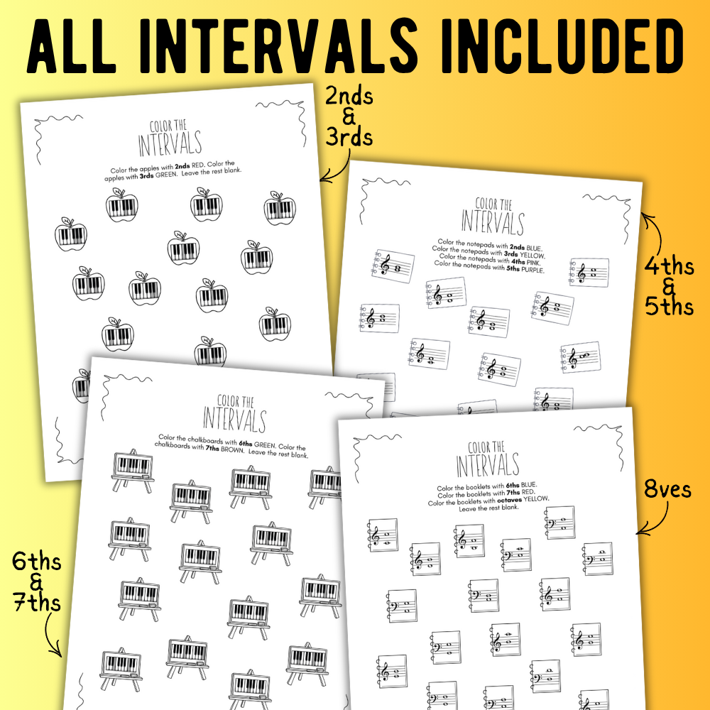 Back to School INTERVALS Music Worksheets