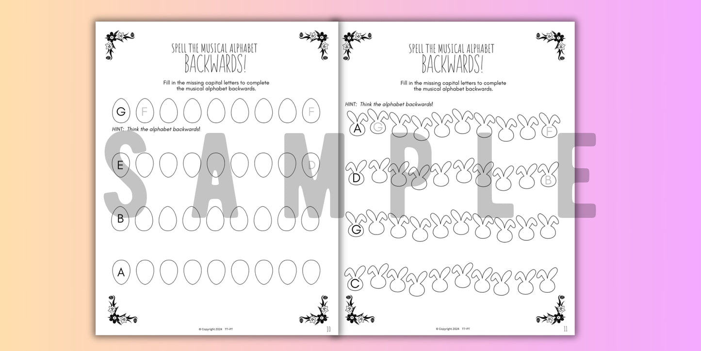 Spring MUSICAL ALPHABET Music Worksheets