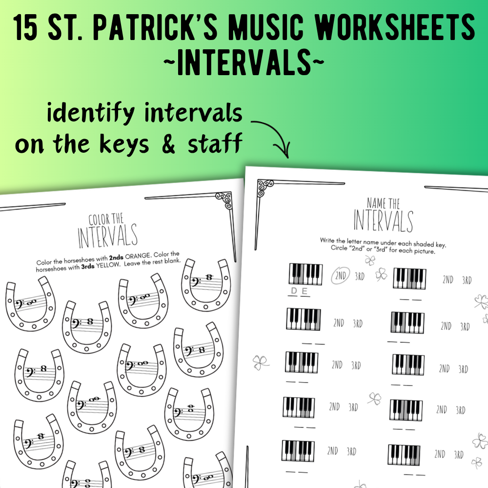 St. Patrick's Day INTERVALS Music Worksheets