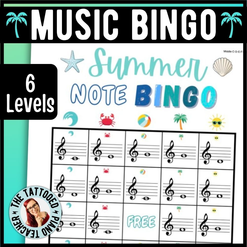Summer Music Note Bingo
