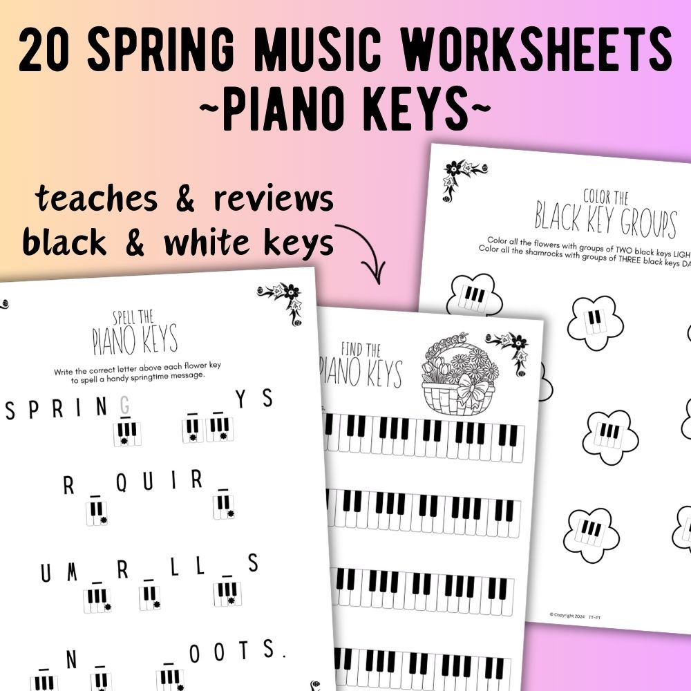 Spring Piano KEYS Music Worksheets