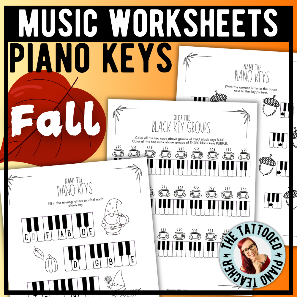Fall PIANO KEYS Music Worksheets