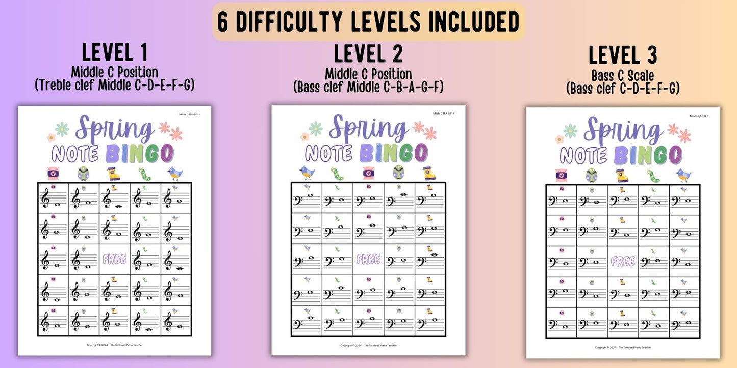 Spring Music Note Bingo