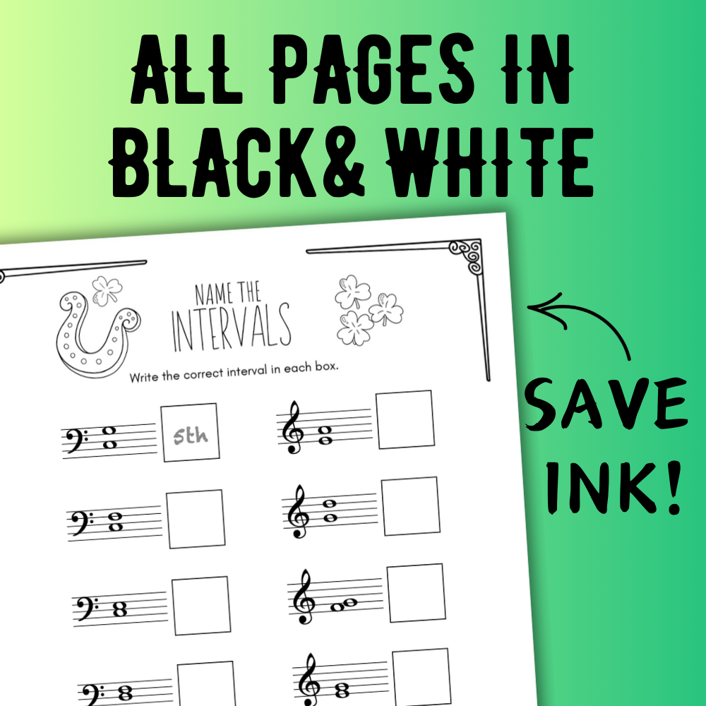 St. Patrick's Day INTERVALS Music Worksheets