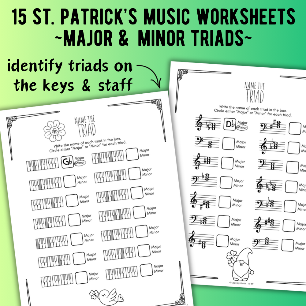 St. Patrick's Day TRIADS Music Worksheets