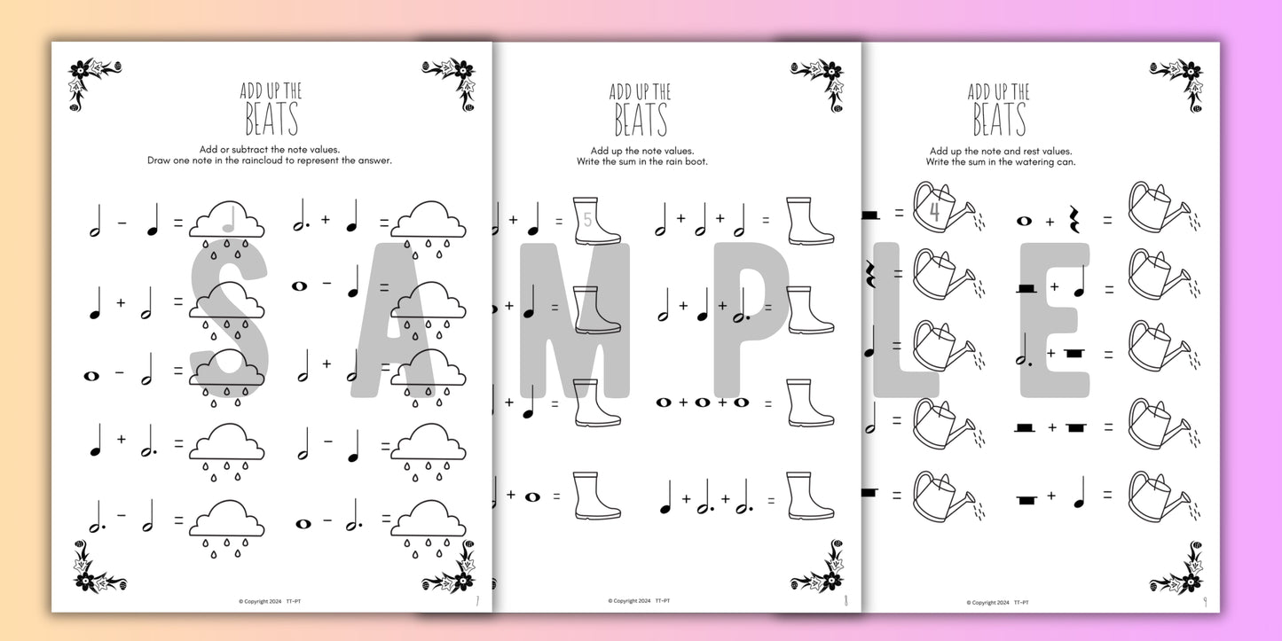 Spring MUSIC MATH Worksheets