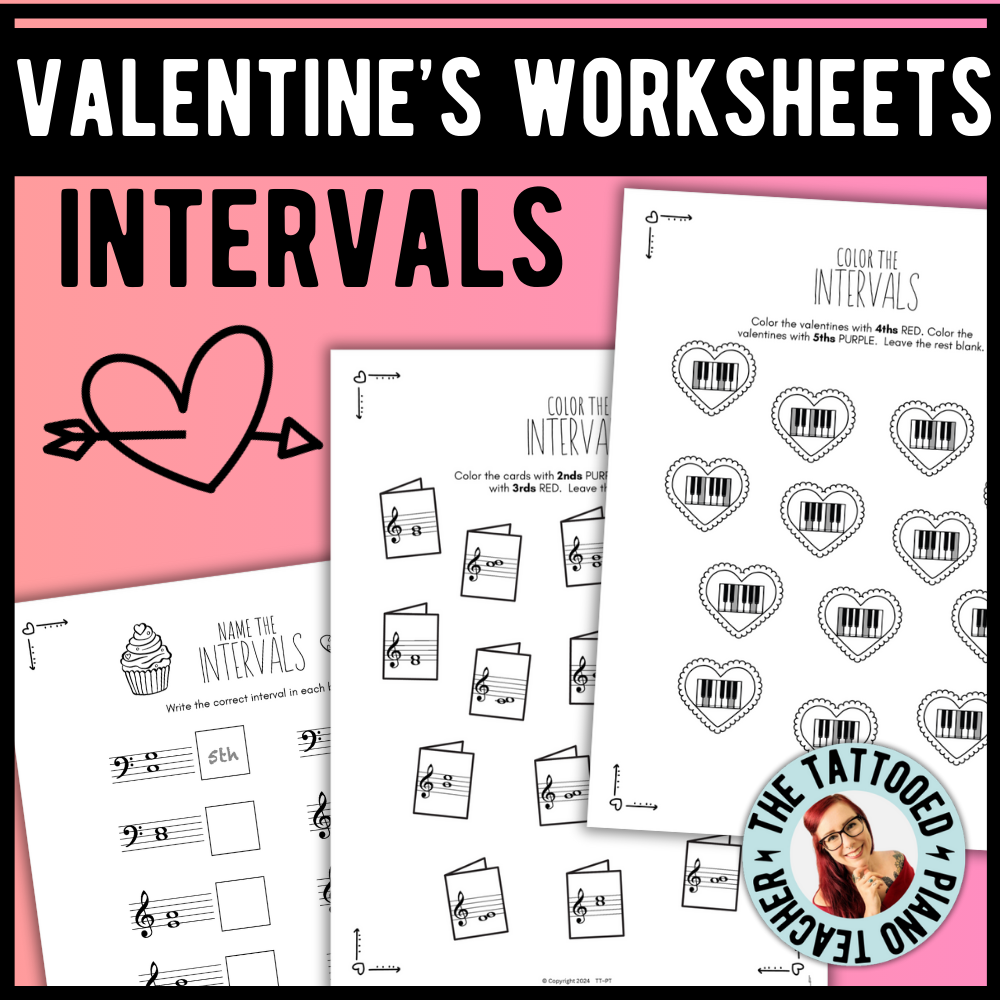 Valentine's Day INTERVALS Music Worksheets