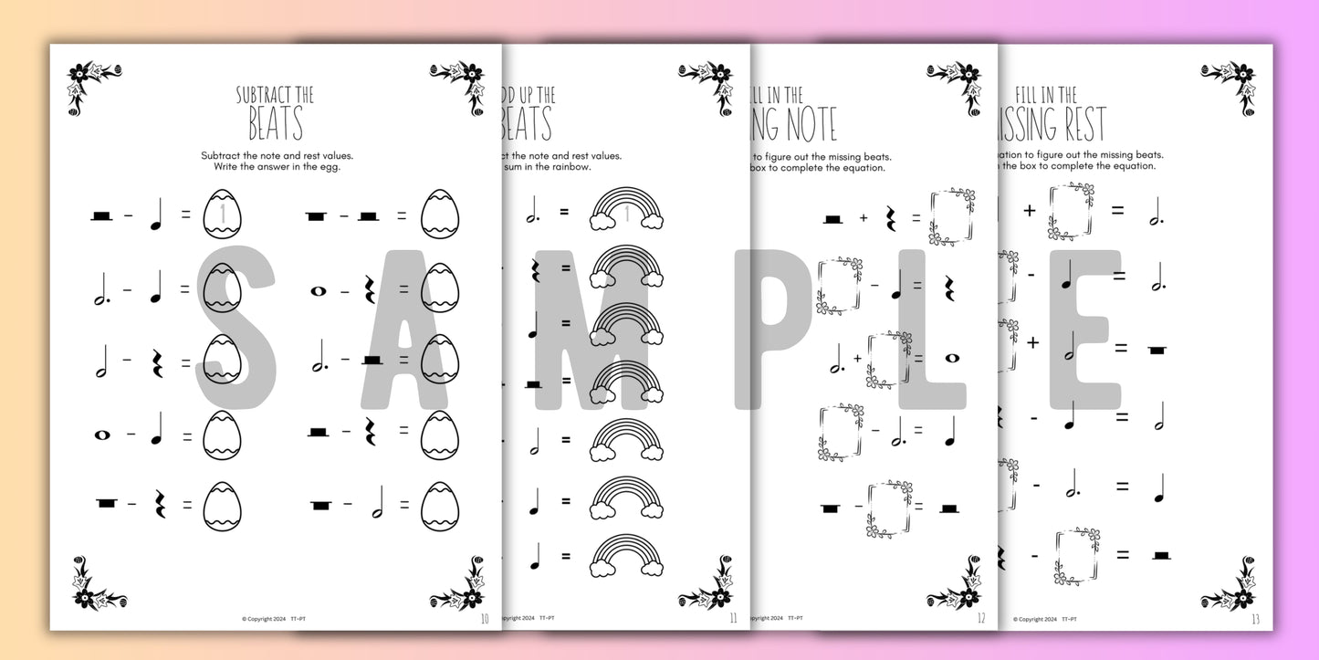 Spring MUSIC MATH Worksheets