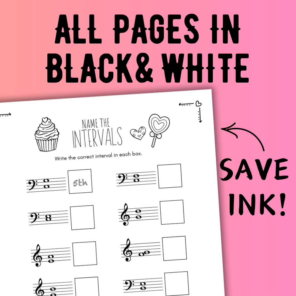 Valentine's Day INTERVALS Music Worksheets