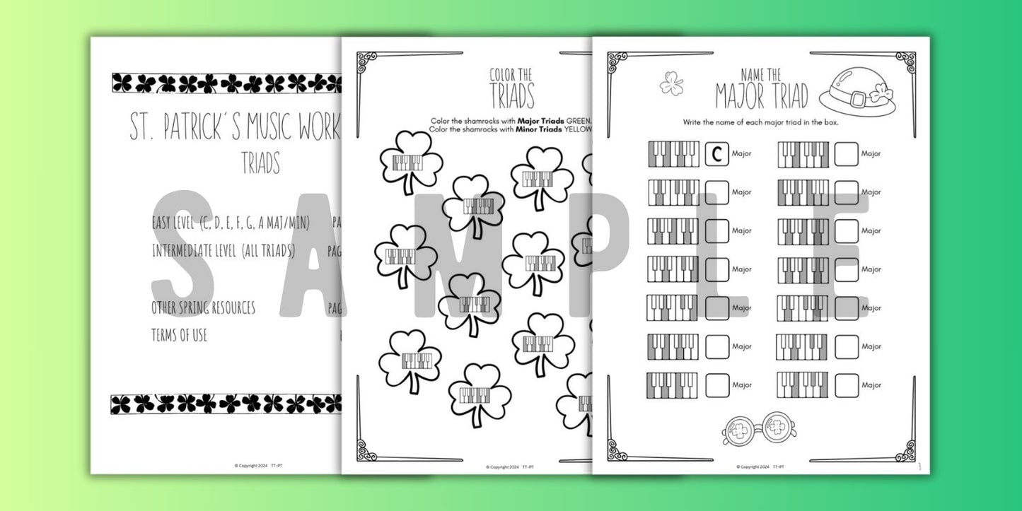 St. Patrick's Day TRIADS Music Worksheets