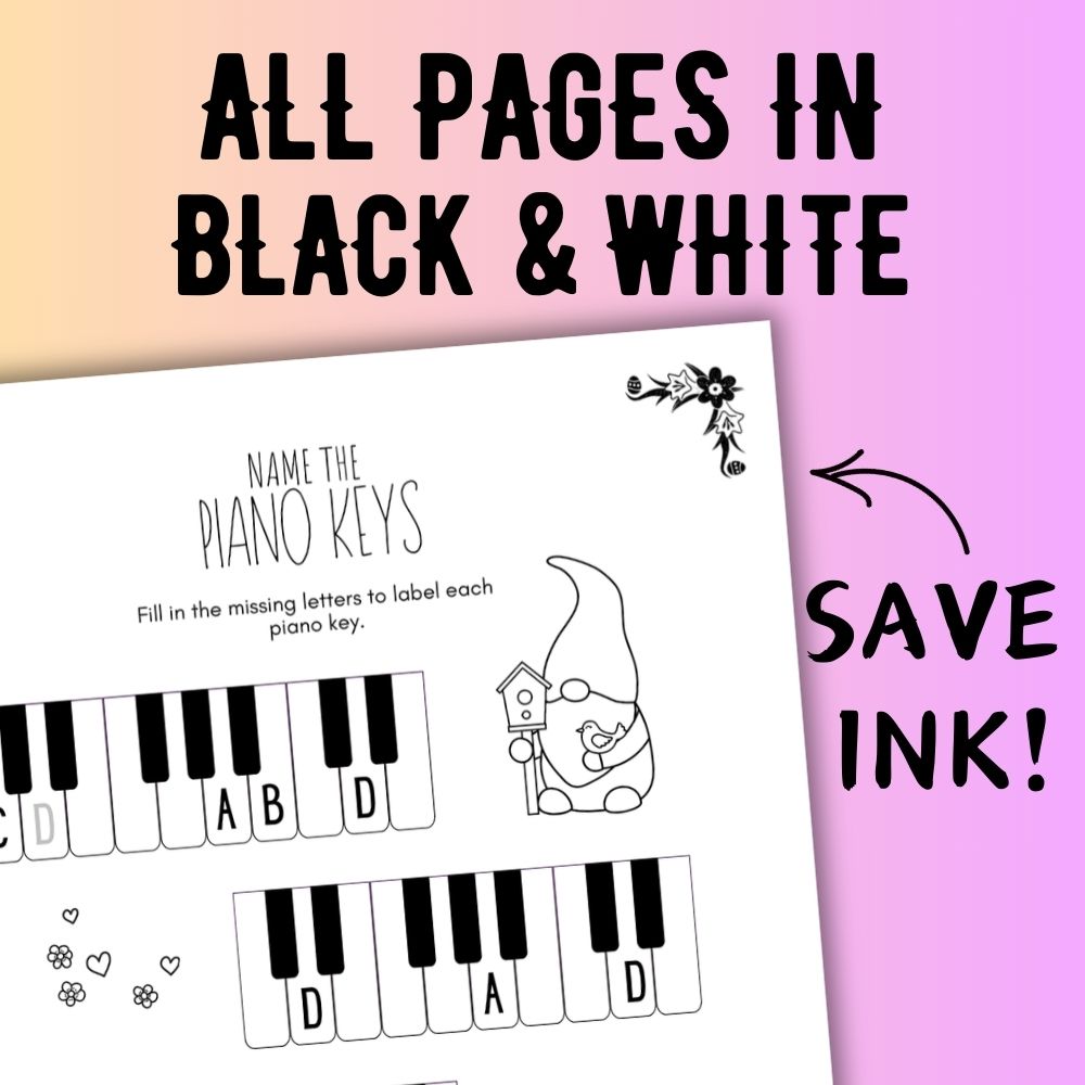 Spring Piano KEYS Music Worksheets