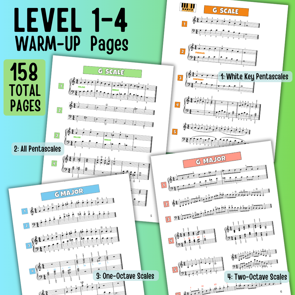 Scales + Warm-ups Level 1-4 Bundle