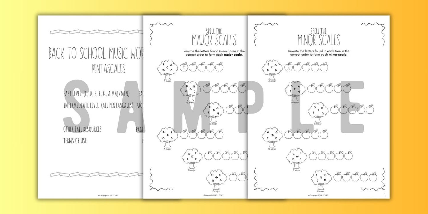 Back to School SCALES Worksheets