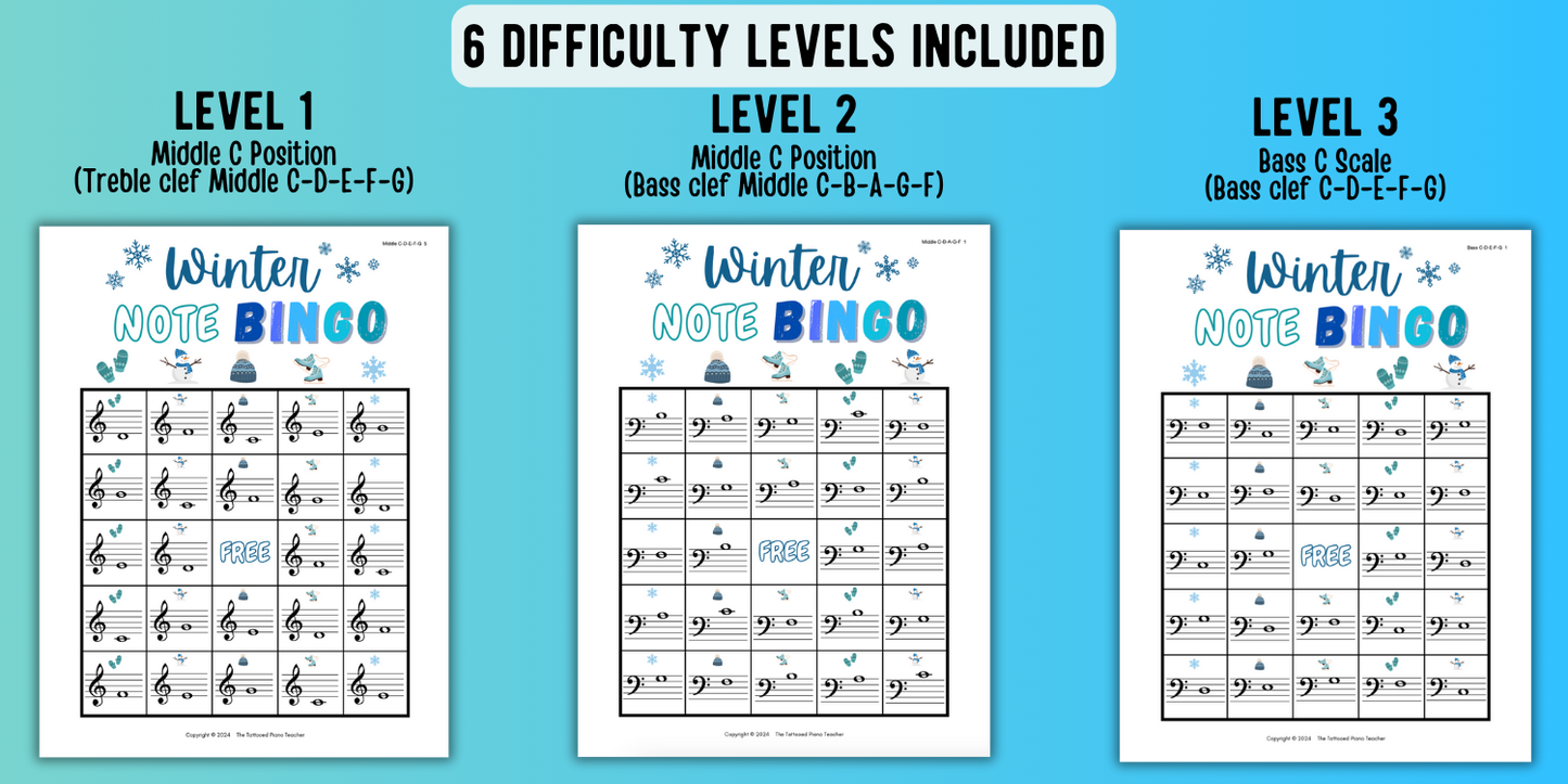 Winter Music Note Bingo
