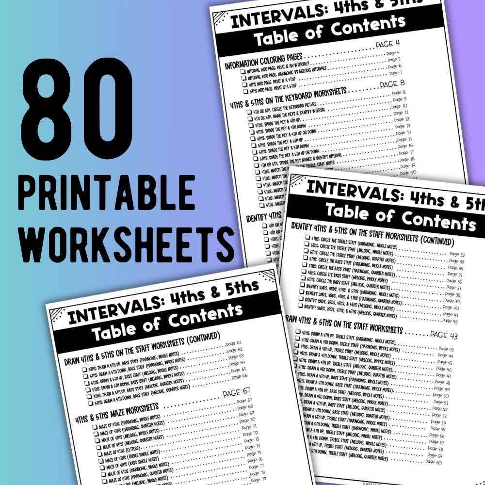4ths & 5ths Interval Worksheets