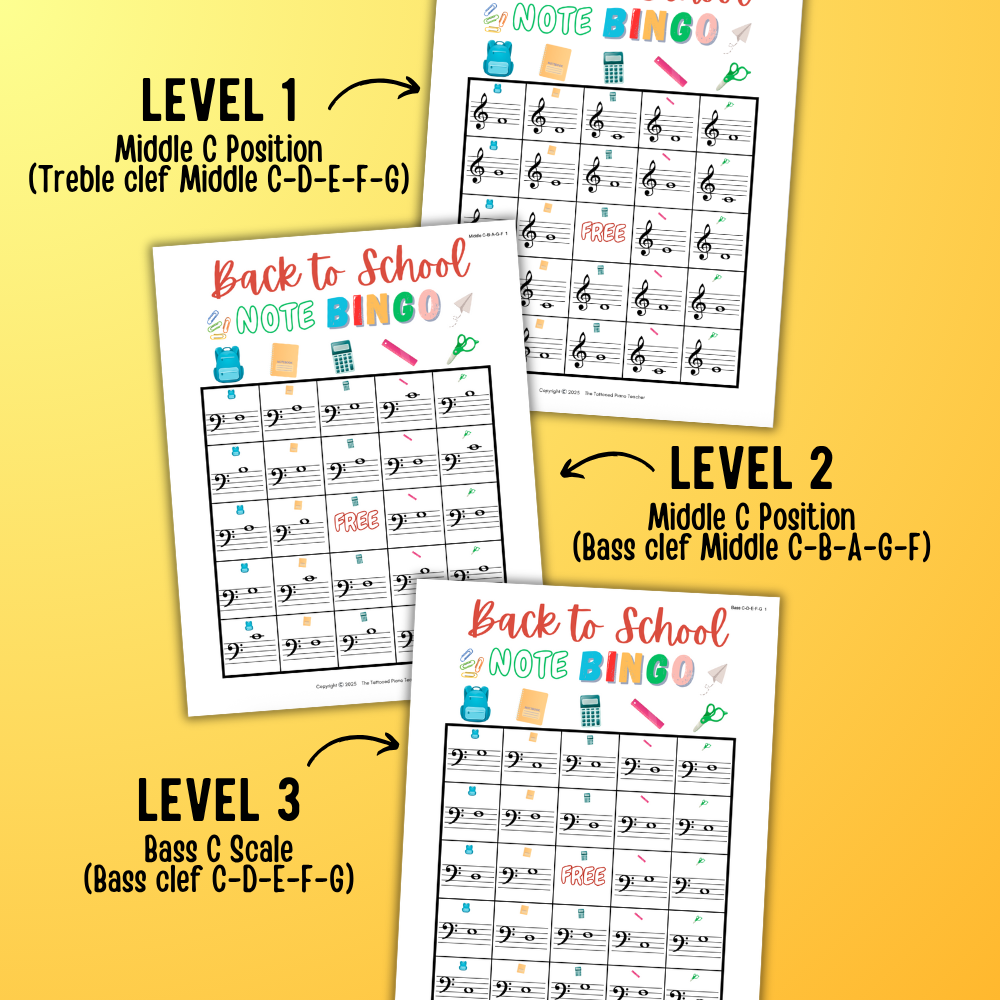 Back to School Music Note Bingo