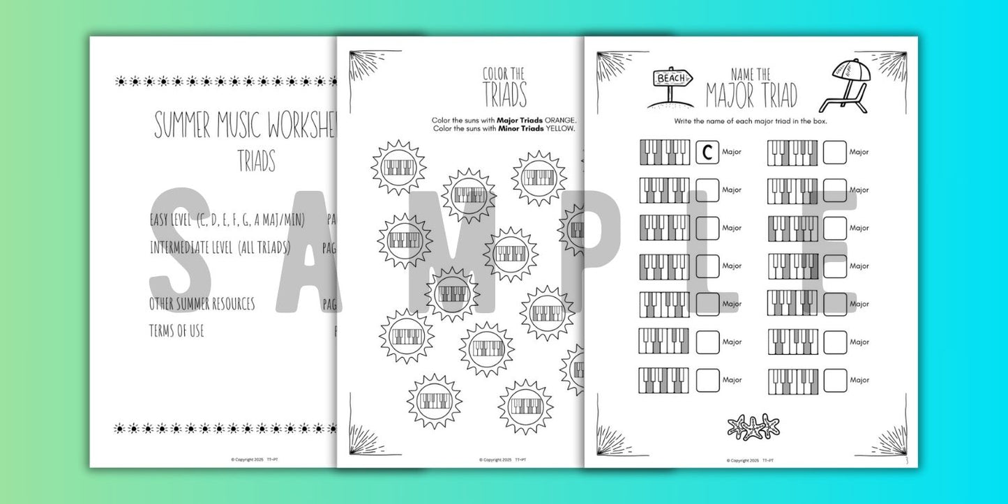 Summer TRIADS Worksheets