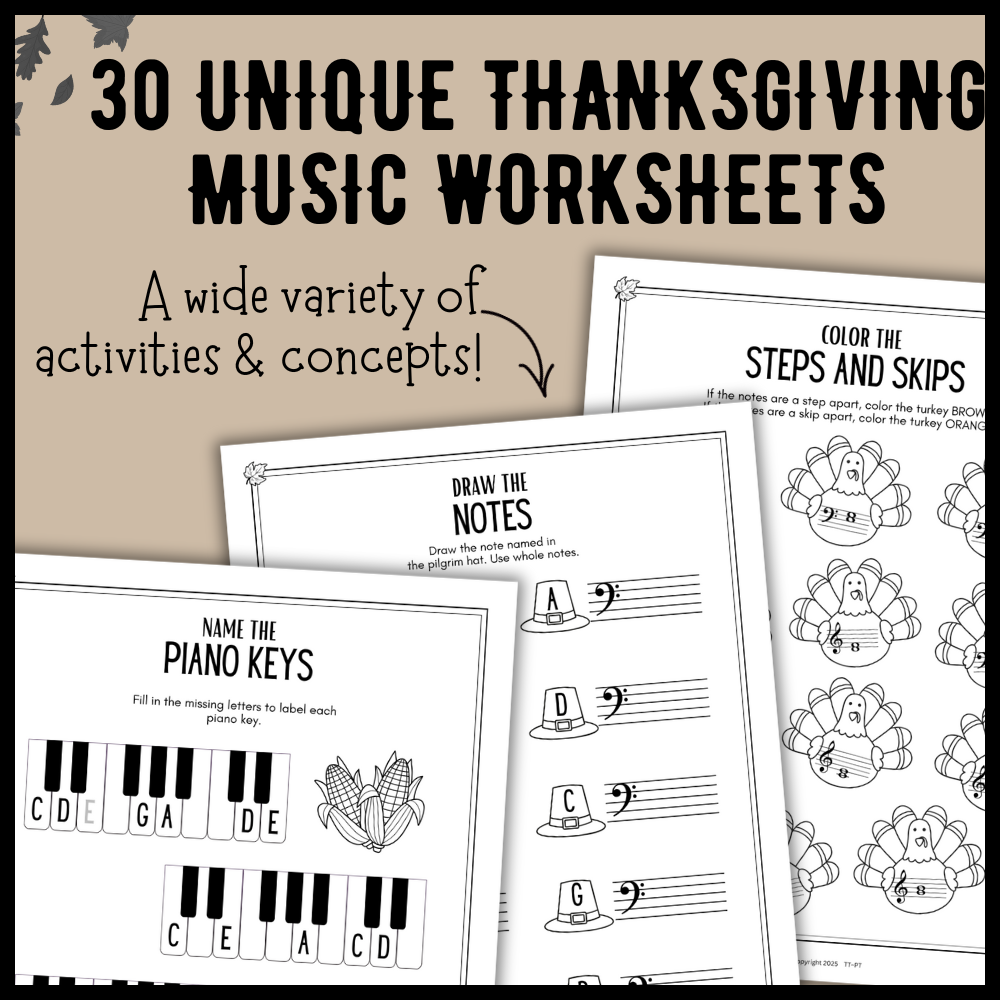 Thanksgiving Music Worksheets