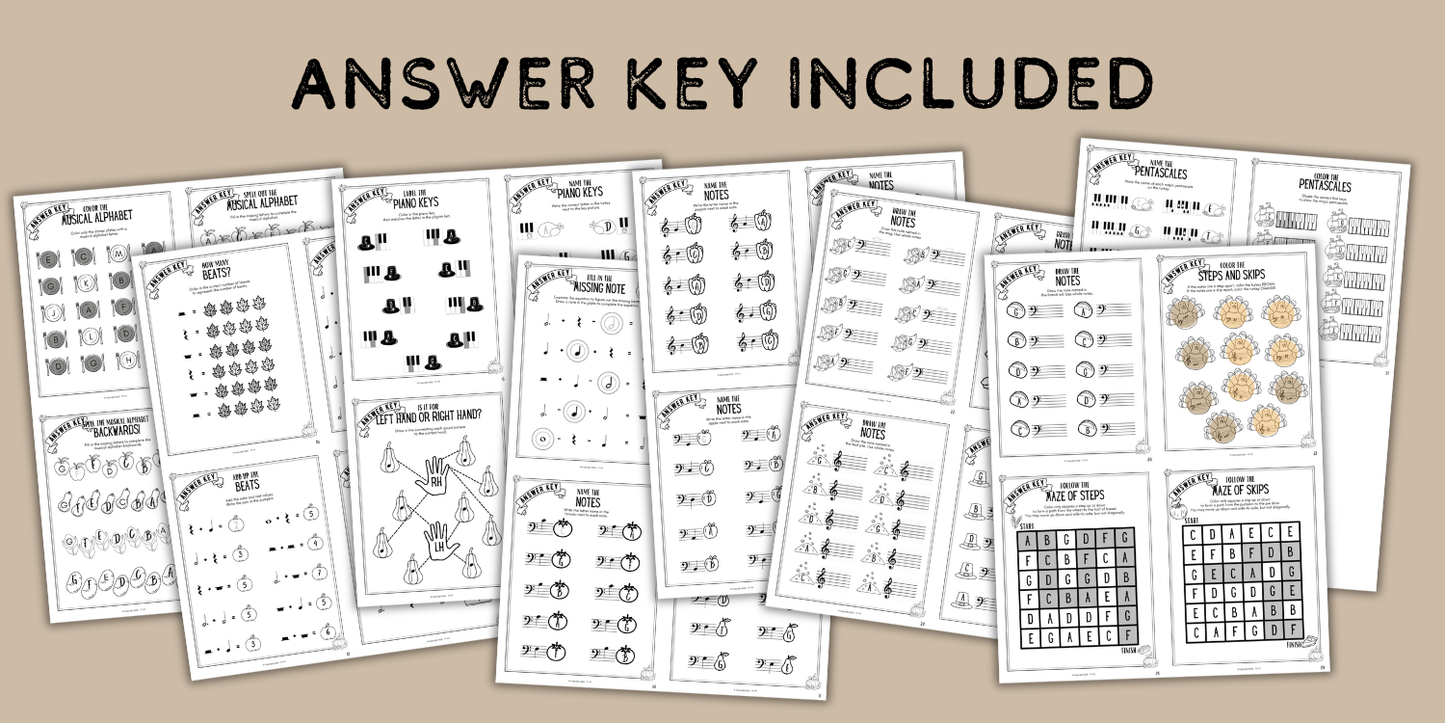 Thanksgiving Music Worksheets