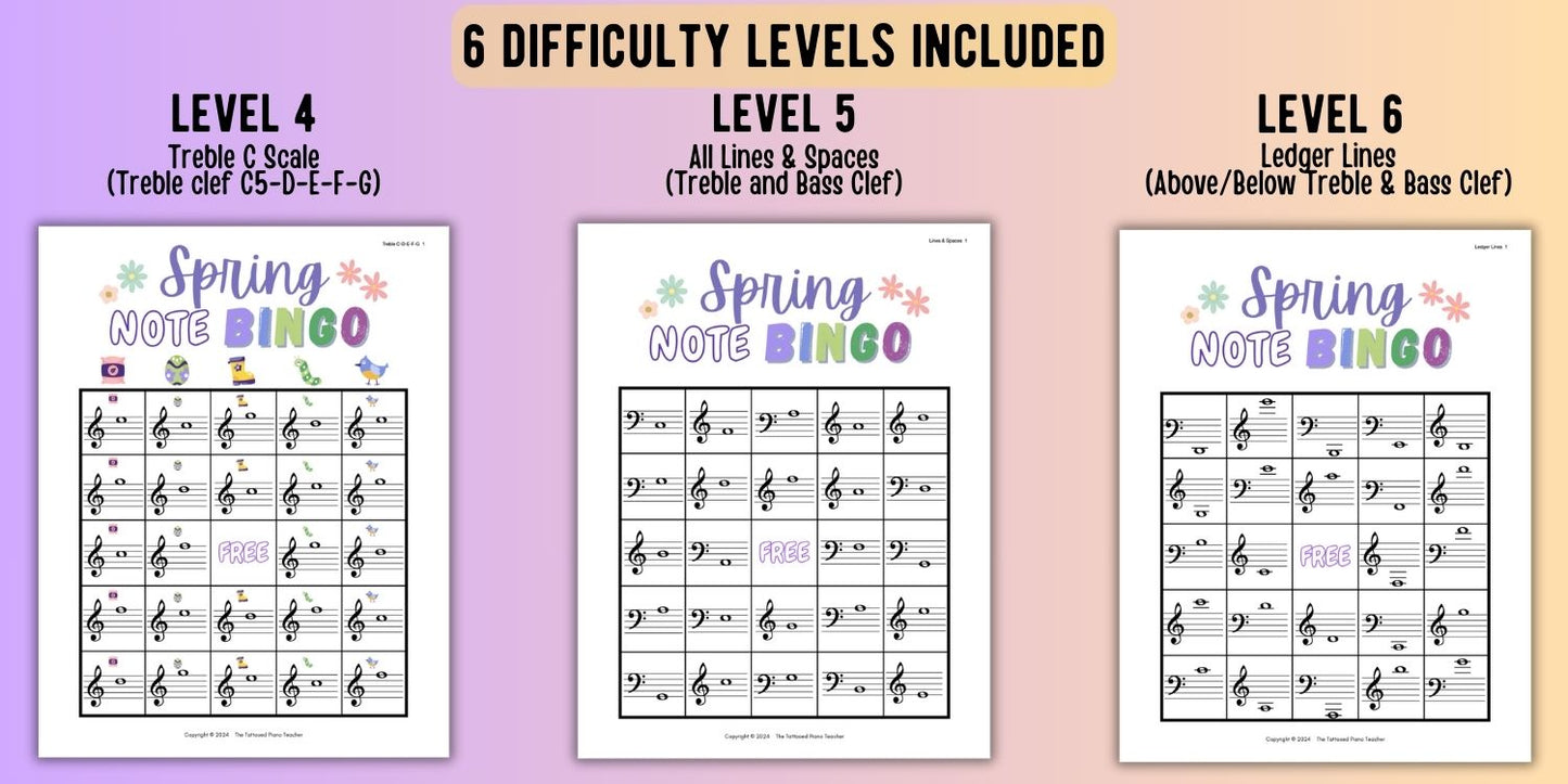 Spring Music Note Bingo