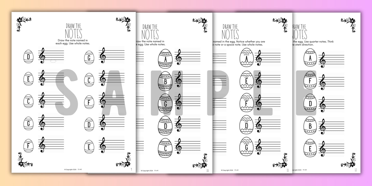 Spring NOTE NAMING Music Worksheets