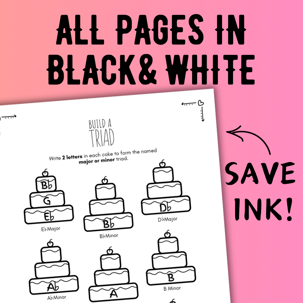 Valentine's Day TRIADS Music Worksheets