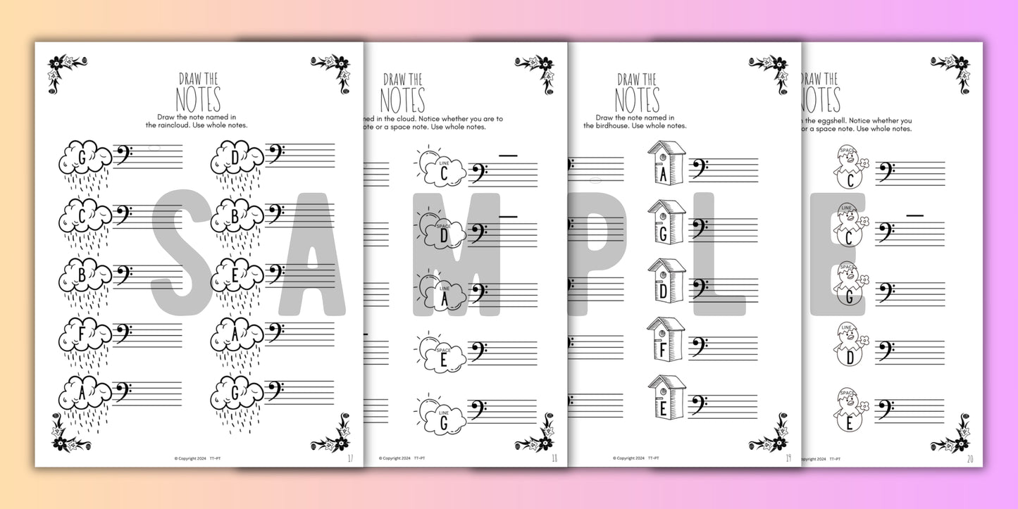 Spring NOTE NAMING Music Worksheets