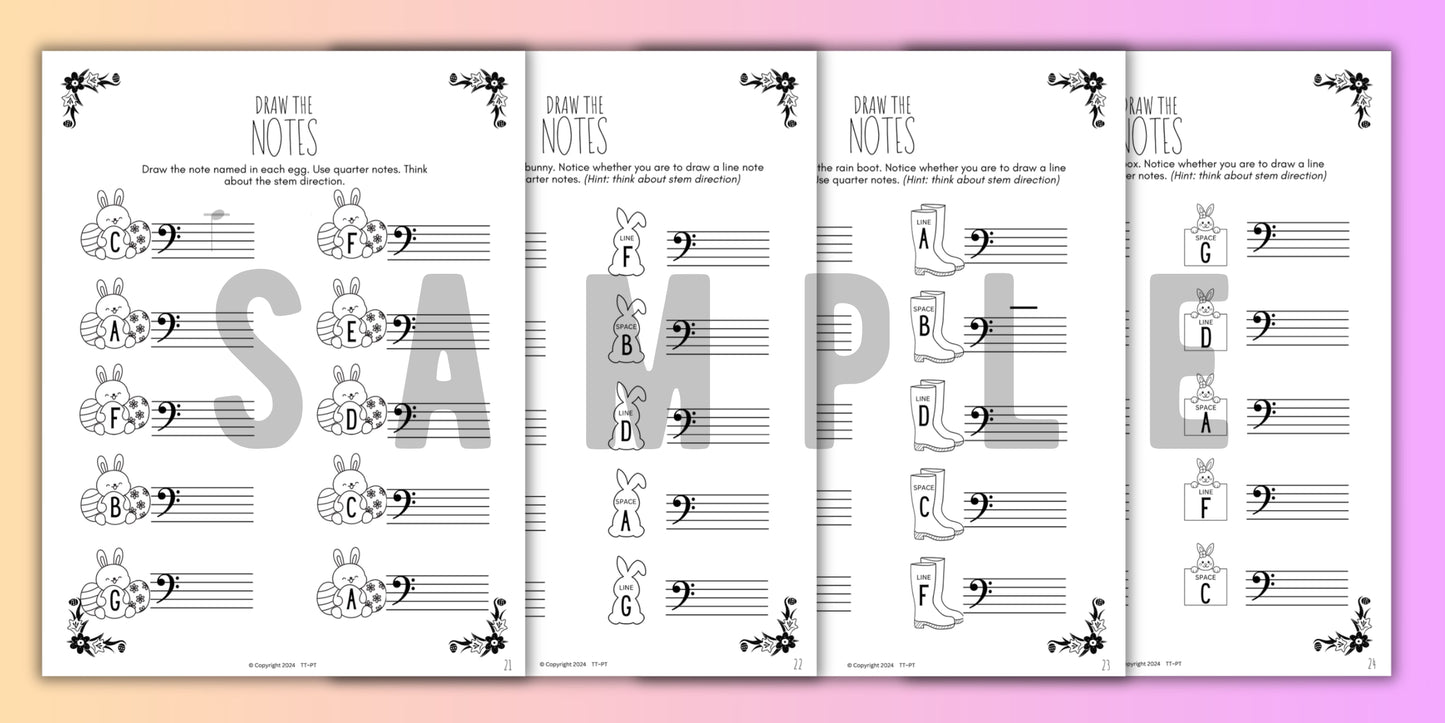 Spring NOTE NAMING Music Worksheets