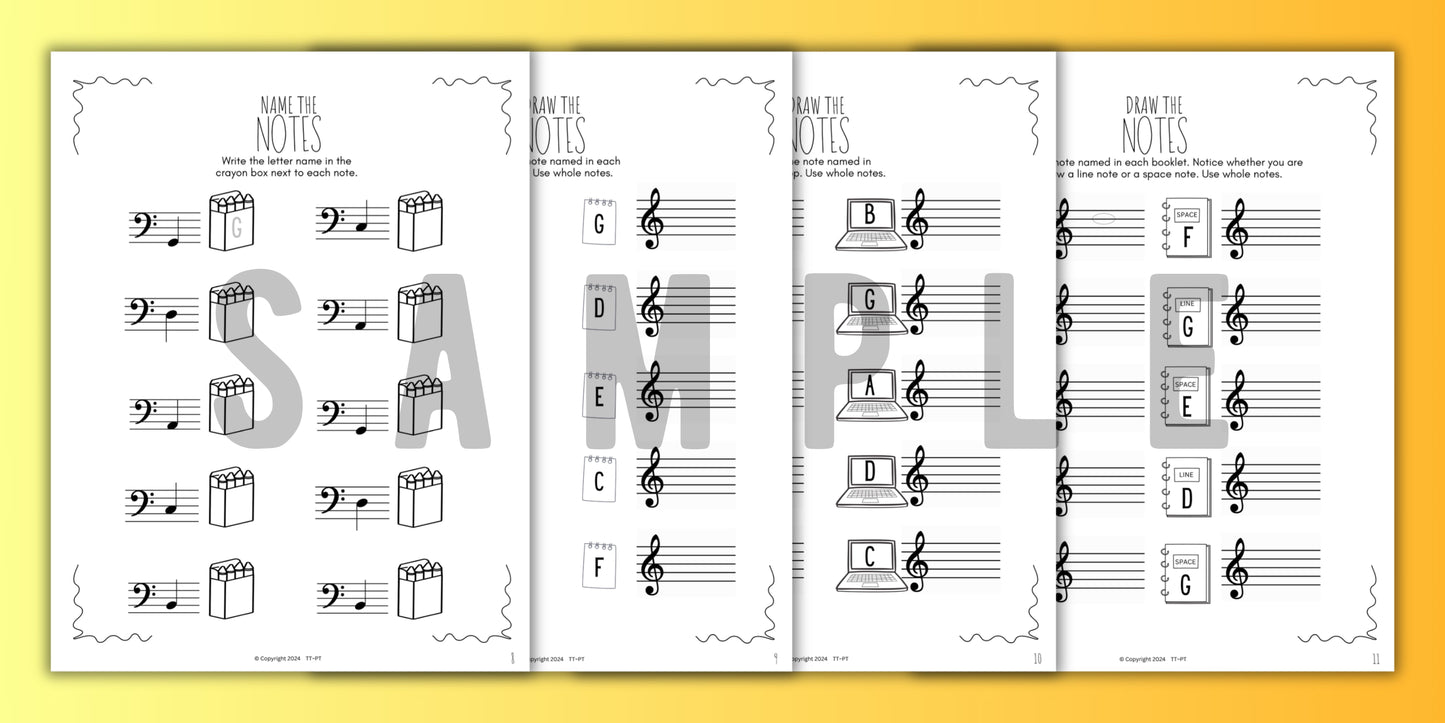 Back to School NOTE NAMING Music Worksheets