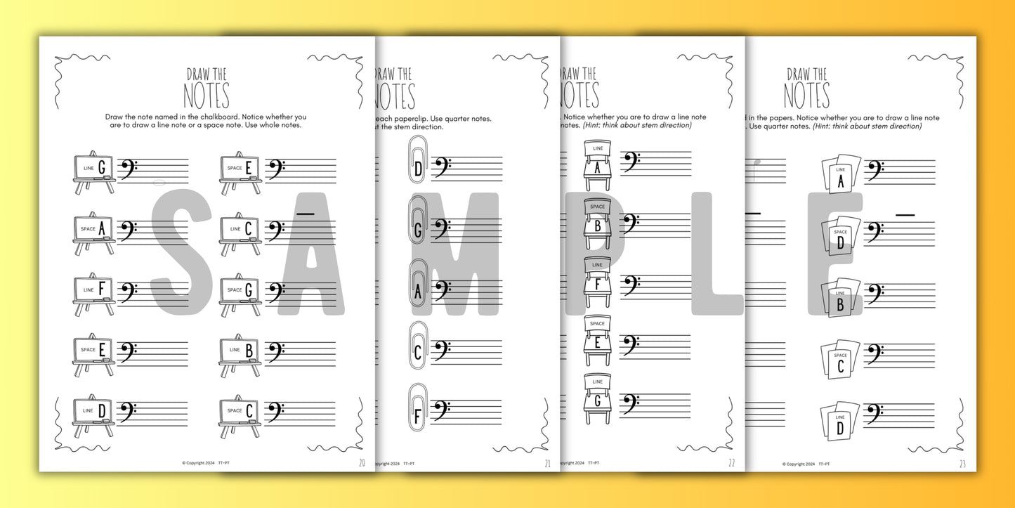 Back to School NOTE NAMING Music Worksheets