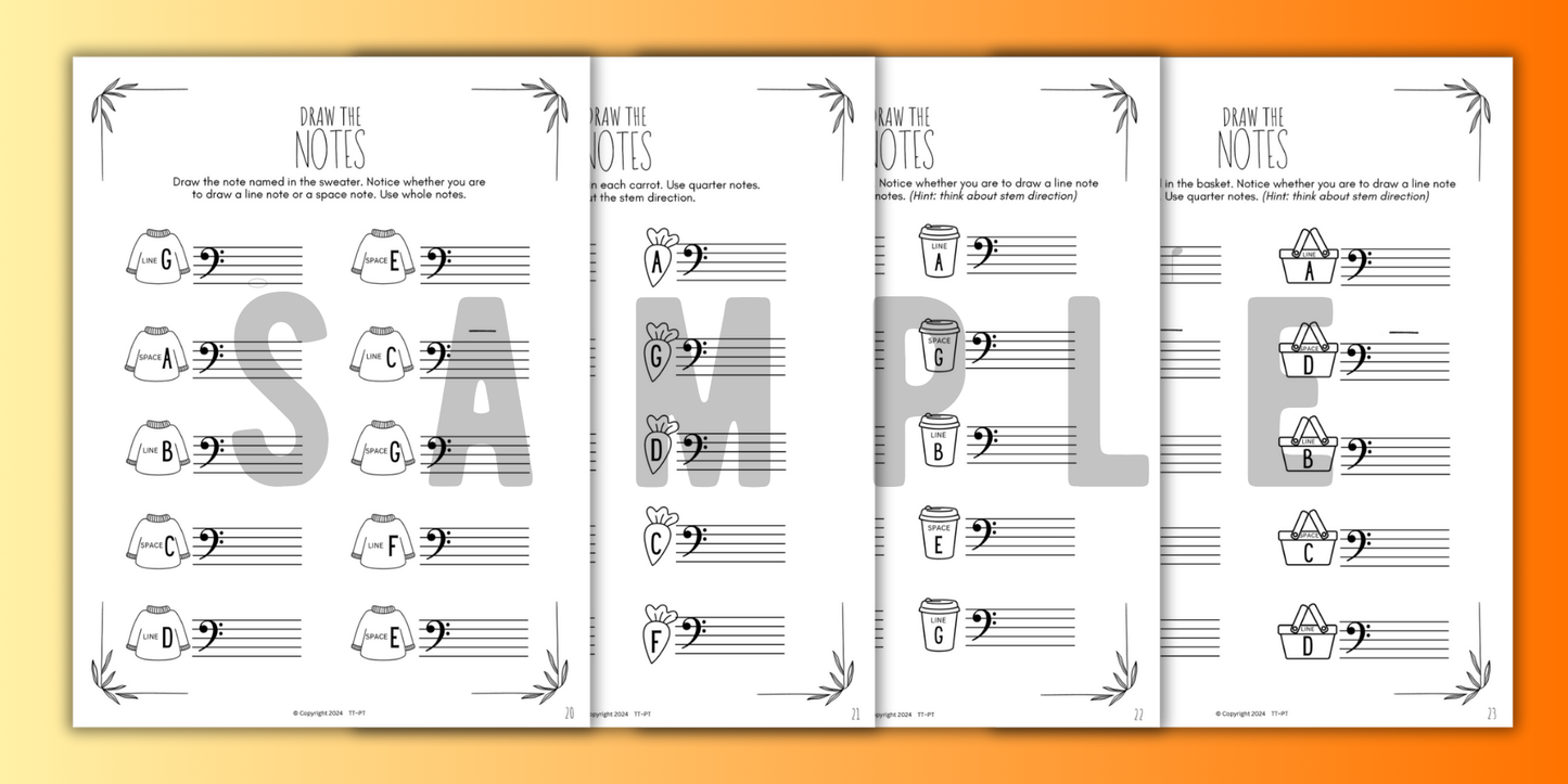 Fall NOTE NAMING Music Worksheets