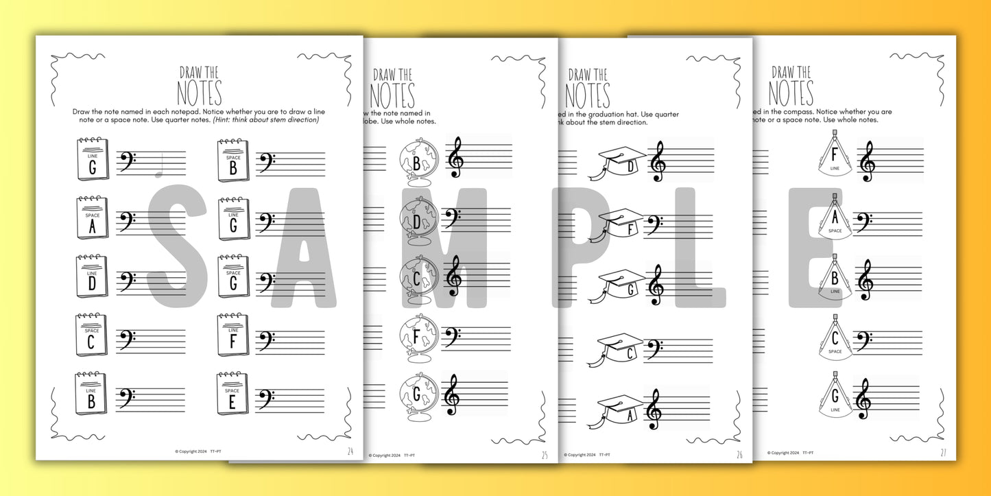 Back to School NOTE NAMING Music Worksheets