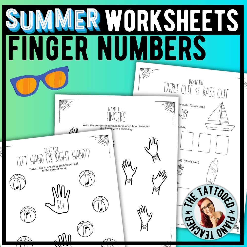 Summer FINGER NUMBERS Music Worksheets