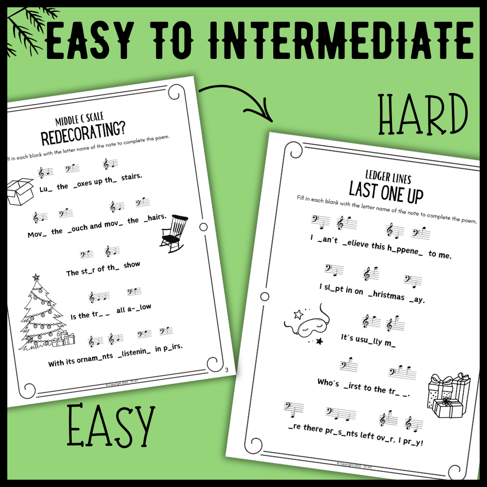 Christmas Fill-in-the-Blank Note Naming Stories