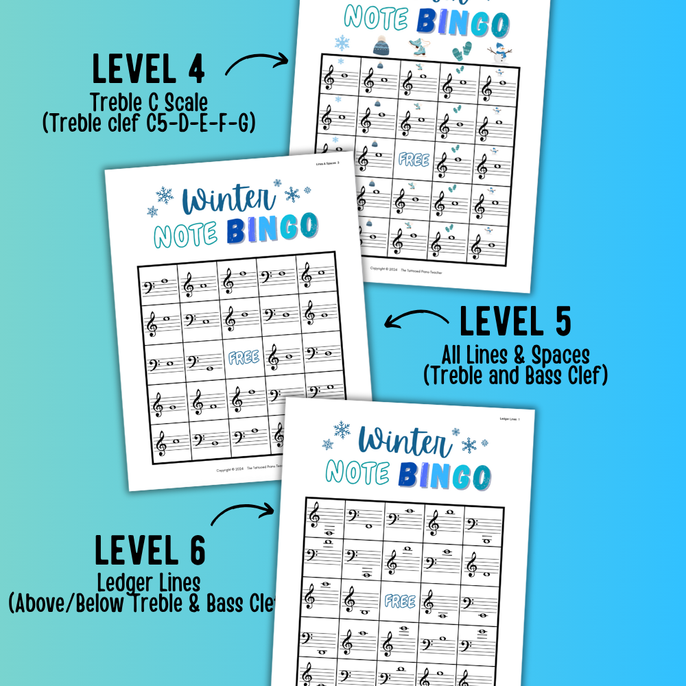 Winter Music Note Bingo