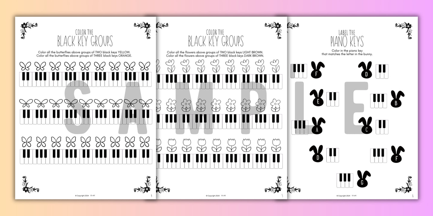 Spring Piano KEYS Music Worksheets